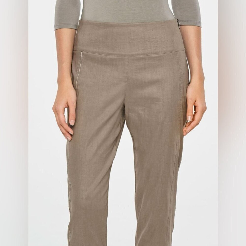 Sarah Pacini Taupe Linen Cropped Capri Pants Size 2